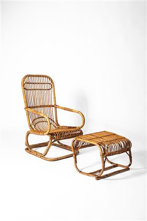 Manifattura Italiana - Poltrona con ottomana, 1950 circa