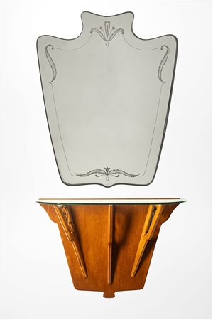 Manifattura Italiana - Console con specchiera sagomata, 1950 circa