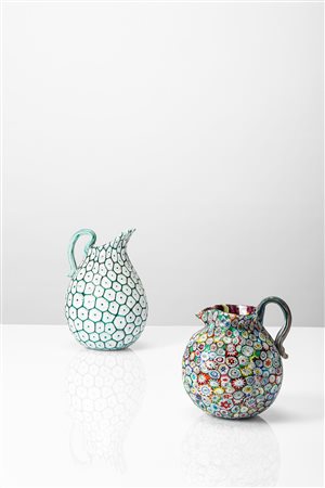 Fratelli Toso (stile di) - Coppia di brocche a murrine, 1920 circa