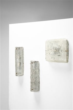 Venini & C. (attribuito a) - Set composto da una lampada da soffitto e una coppia di lampade da parete, 1960 circa