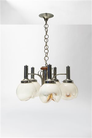 Mazzega, Murano (attribuito a) - Lampadario a cinque luci, 1960 circa