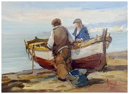 ERNESTO SCUDIERO Napoli 1938 Senza titolo Olio su cartone telato 15 x 20....