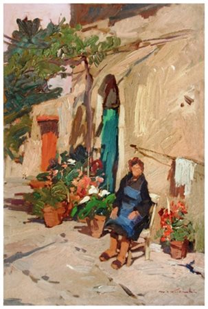 MASANIELLO LUSCHI Livorno 1942 – Livorno 1995 Rustico a Nugola 1975 Olio su...