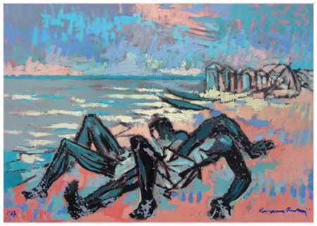 VOLTOLINO FONTANI Livorno 1920 – Livorno 1976 Spiaggia 1967 Olio su tela 50 x...