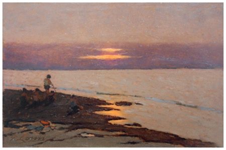 GIOVANNI LOMI Ardenza 1889 – Ardenza 1969 Tramonto all’Ardenza Olio su...