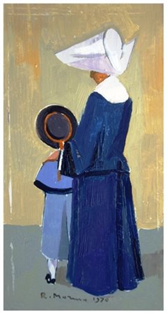 RODOLFO MARMA Firenze 1923 – Firenze 1998 Monachina 1970 Olio su faesite 31 x...