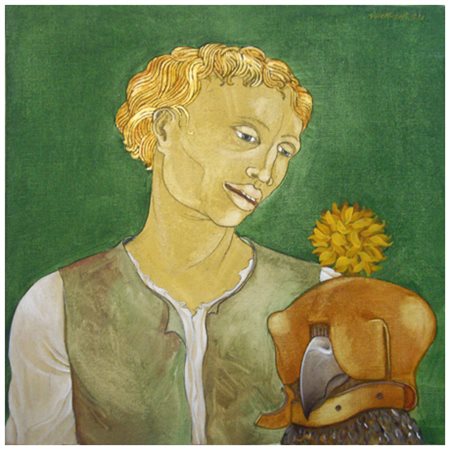 GIOXE DE MICHELI Milano 1947 Il falconiere stregato 1973 Olio su tela 70 x...