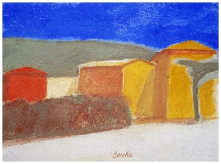 FRANCO BERALDO Meolo 1944 Paesaggio Strappo di affresco 30 x 40. Firma in b....