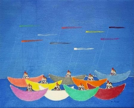 POZZI WALTER Bergamo 1911 - Milano 1989 "Regata di innamorati"