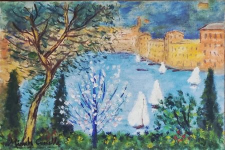 CASCELLA MICHELE Ortona 1892 - Milano 1989 "Veduta di Portofino"