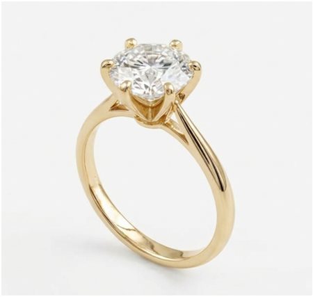 ANELLO SOLITARIO IN ORO GIALLO CON DIAMANTE LAB GROWN DA 2 CT