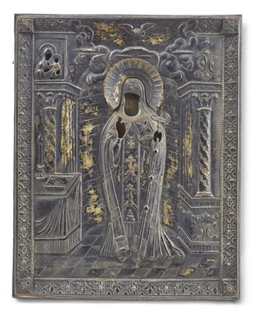 Arte russa, secolo XIX. Icona a tempera su tavola di San Mitrofan di Voronezh (