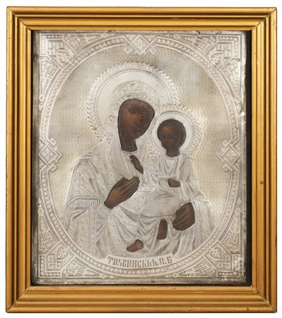 Arte russa, secolo XIX. Icona della Madre di Dio di Tikhvin (Tikhvinskaya) a te