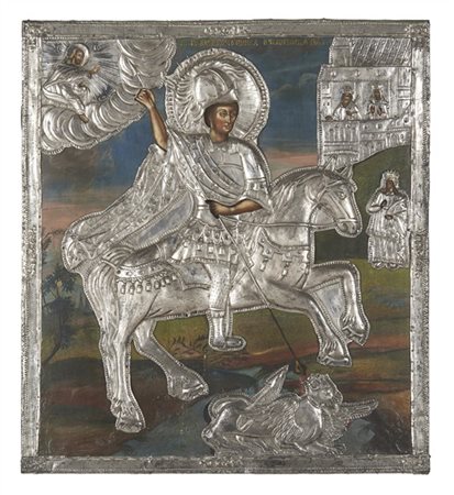 Arte russa, fine secolo XVIII. San Giorgio a cavallo che sconfigge il drago, te