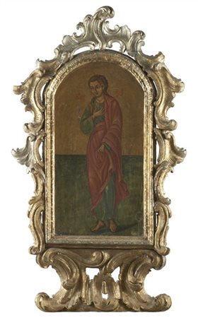 Arte russa, secolo XVIII-XIX. Icona a tempera e oro su tavola raffigurante San