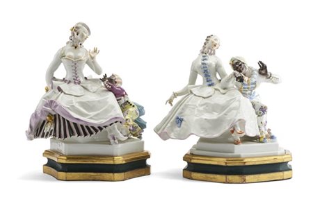 Paul Scheurich Manifattura di Meissen, 1920-1923 ca. Due gruppi in porcellana da