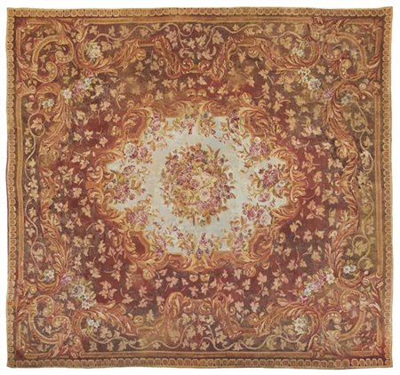 Tappeto Aubusson, produzione francese per l'Inghilterra, fine secolo XVIII. Dec