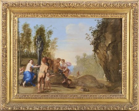 Cerchia di Cornelis van Poelenburgh, fine del secolo XVII

"L'omaggio a Sileno"