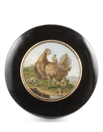 Antonio Aguatti (1790-1846) (attr.) Micromosaico circolare raffigurante una gal