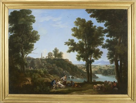 Andrea Locatelli "Paesaggio laziale nella Valle del Tevere"
olio su tela (cm 125