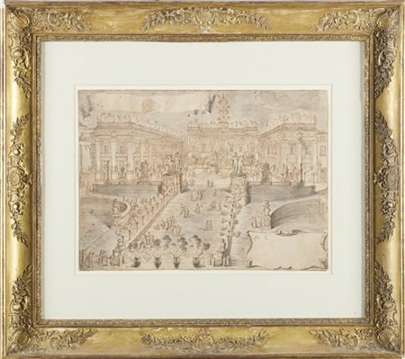 Artista del secolo XVIII

"Veduta del Campidoglio"
penna con inchiostro bruno,