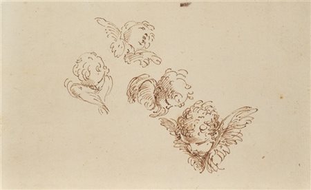 Lotto composto da uno studio di teste di cherubini di Donato Creti e un disegno