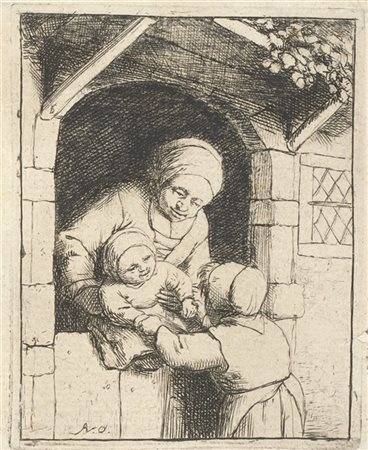 Adriaen van Ostade Cinque acqueforti originali in tirature tarde, di misure diff