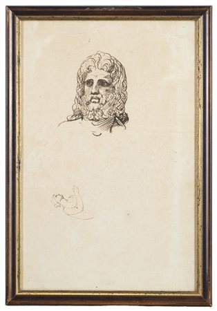 Andrea Appiani "Testa di Giove e Studio per la figura di Psiche" 
inchiostro bru