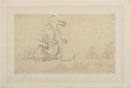 Willem van de Velde il Vecchio "Battaglia navale"
penna con inchiostro nero, acq