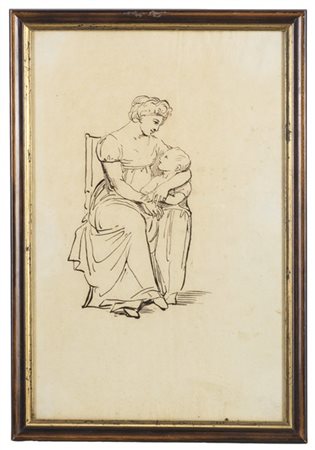 Andrea Appiani "Studio di ritratto femminile con bambino" 
inchiostro bruno su c