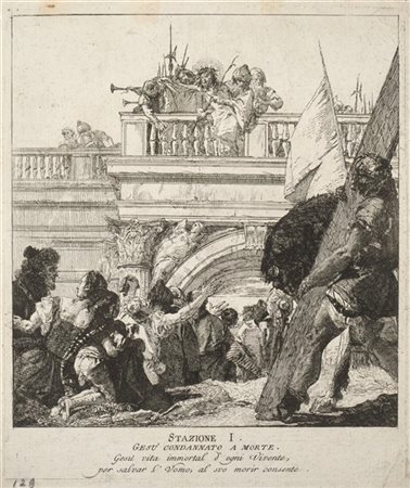 Giandomenico Tiepolo Gruppo di cinque acqueforti dalla ''Via Crucis'', di misure