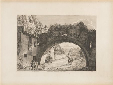 Luigi Rossini "Veduta delle antiche sostruzioni del Monte Aventino"
acquaforte (