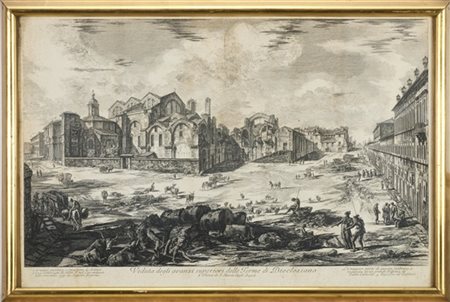 Giovanni Battista Piranesi Due acqueforti intitolate "Veduta degli avanzi superi