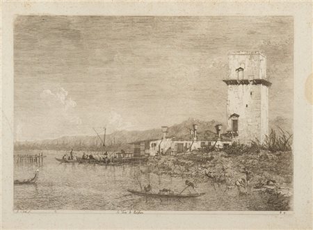 Giovanni Antonio Canal "La Torre di Malghera"
acquaforte (all'impronta mm 300x43