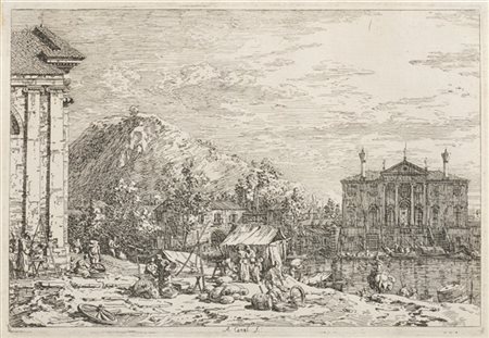 Giovanni Antonio Canal "Il Mercato al Dolo"
acquaforte, III/IV (all'impronta mm