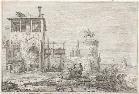 Giovanni Antonio Canal "Il Monumento equestre"
acquaforte, stato unico (all'impr
