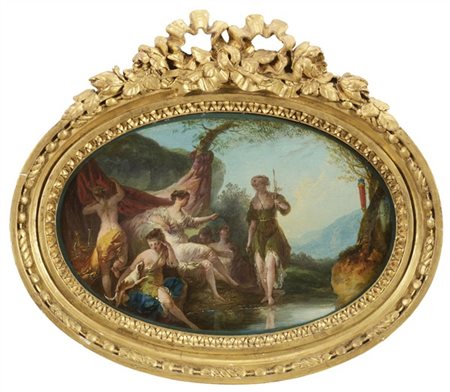 Maestro francese del secolo XVIII

"Diana e le sue ninfe al bagno"
olio su tela