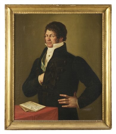 Scuola del secolo XIX
"Ritratto raffigurante Antonio Bernasconi" 
olio su tela