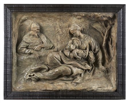 Maestro della fine del secolo XVII. "Sosta durante la fuga in Egitto", altorili