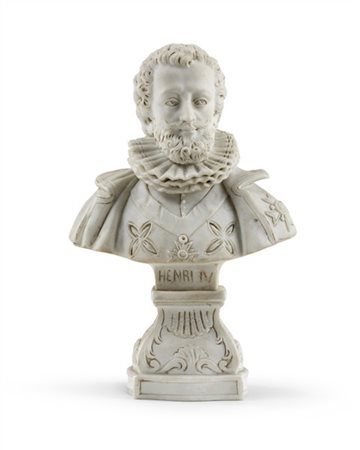 Manifattura di Sèvres, secolo XVIII. Piccolo busto di Enrico IV in biscuit su b