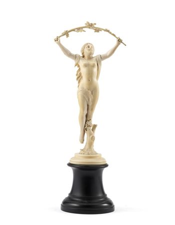 Artista francese del secolo XIX. "Allegoria della Primavera", scultura in avori