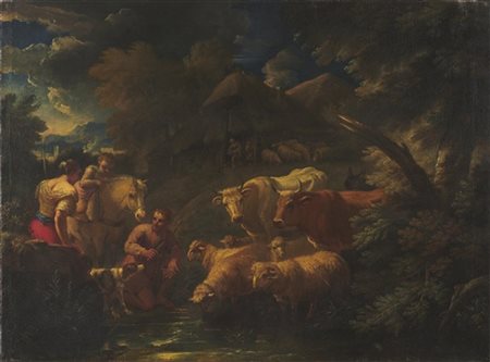 Pieter Mulier "Pastori e armenti presso un fiume"
olio su tela (cm 73x99)
firmat