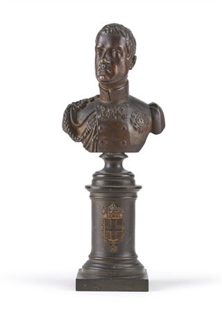 Fonditore del secolo XIX. Busto in bronzo di re Carlo Alberto di Savoia in divi