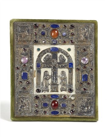 Arte copta, secolo XIX. Icona con scena della Crocifissione e inserti in pietre