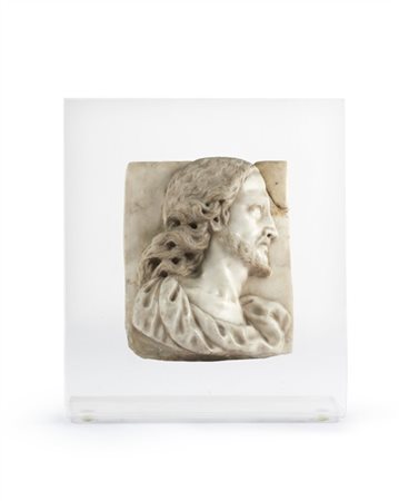 Scultore del secolo XVI-XVII. Rilievo in marmo scolpito con profilo di Cristo (
