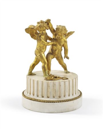 Fonditore del secolo XIX."La Bataille pour l'Amour", gruppo in bronzo dorato ra