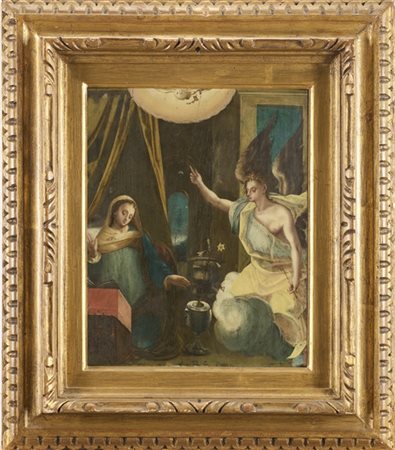 Scuola del secolo XVI

"Annunciazione"
olio su tavola (cm 45x36)
in cornice dor