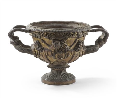 Coppa biansata detta ''Vaso Warwick (o di Adriano)'' in bronzo inciso alla base