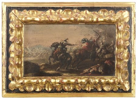 Francesco Graziani "Scontro di cavalieri cristiani e turchi"
olio su tela (cm 17