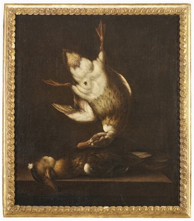 Maestro del secolo XVII

"Composizione con cacciagione e una mosca"
olio su tel